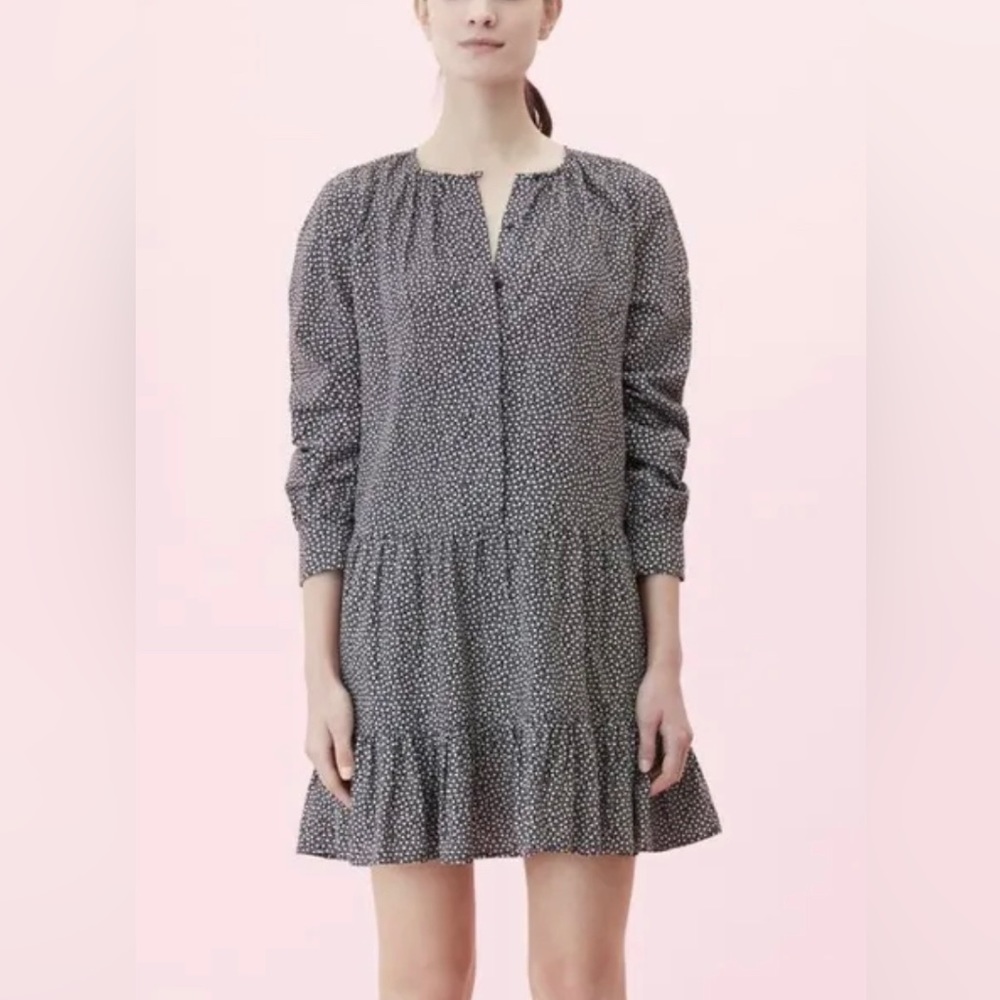 LA VIE Rebecca Taylor Black NOUVELLE DOT PRINT DRESS Boho Women’s dress size M